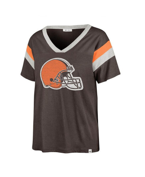 Women's Brown Distressed Cleveland Browns Phoenix V-Neck T-shirt