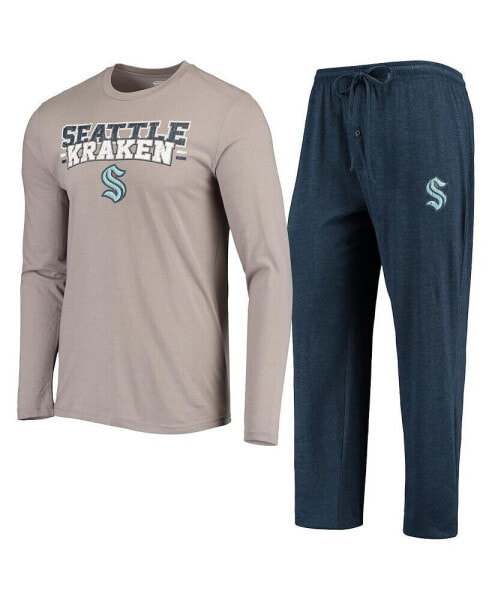 Men's Gray, Deep Sea Blue Seattle Kraken Meter Long Sleeve T-shirt and Pants Set