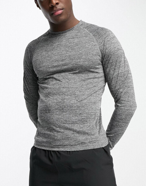 HIIT long sleeve training top in grey marl