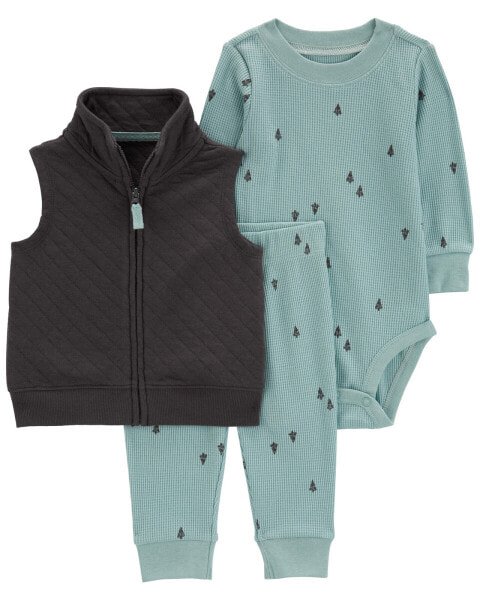 Baby 3-Piece Quilted Little Vest Set NB