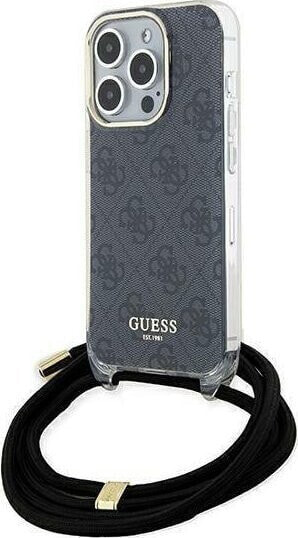 Guess Guess GUHCP15XHC4SEK iPhone 15 Pro Max 6.7" czarny/black hardcase Crossbody Cord 4G Print