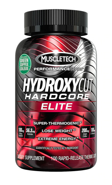 Hydroxycut Hardcore Elite Комплекс с L-тианином, теобромином и кофеином 100 капсул