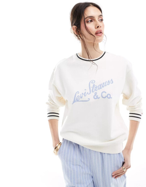 Levi's Heritage script logo sport sweatshirt in cream