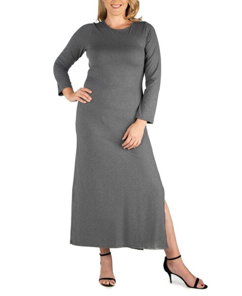 Women's Plus Size Side Slit Fitted Maxi Dress