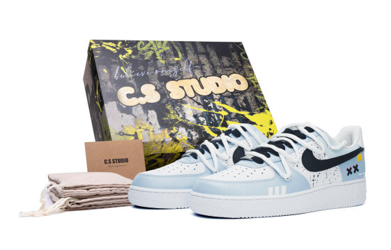 【定制球鞋】 Nike Air Force 1 Low LE 电玩黑灰 简约 手绘 泼墨 特殊鞋盒 休闲 低帮 板鞋 GS 黑灰 / Кроссовки Nike Air Force DH2920-111