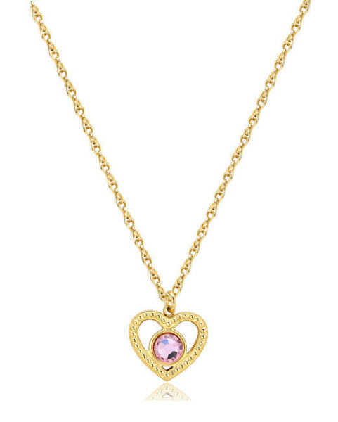 Delicate gold-plated necklace Heart with Lucky Light crystal SKT36