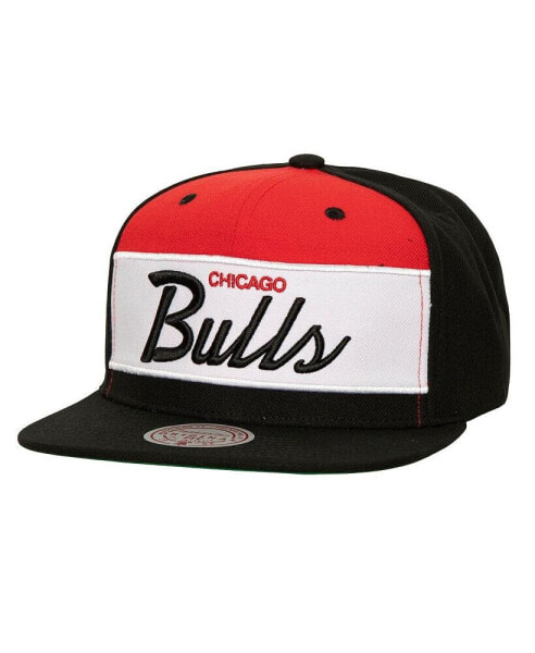 Men's White, Black Chicago Bulls Retro Sport Colorblock Script Snapback Hat