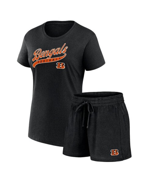 Women's Black Cincinnati Bengals Start to Finish T-Shirt Shorts Combo Pack