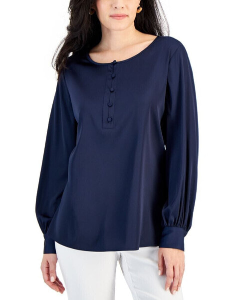 Petite Satin Button-Up Blouse, Created for Macy's