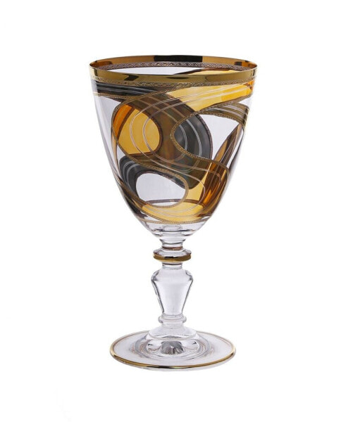 Set of 6 Water Glasses with 24K Gold Swivel Design