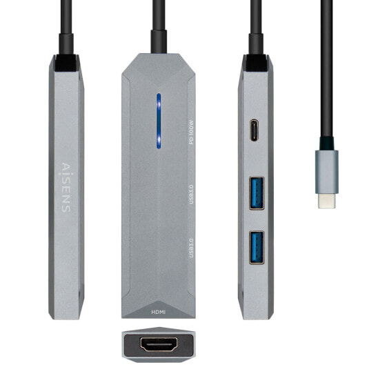 USB-разветвитель Aisens ASUC-4P002-GR Серый 100 W (1 штук)