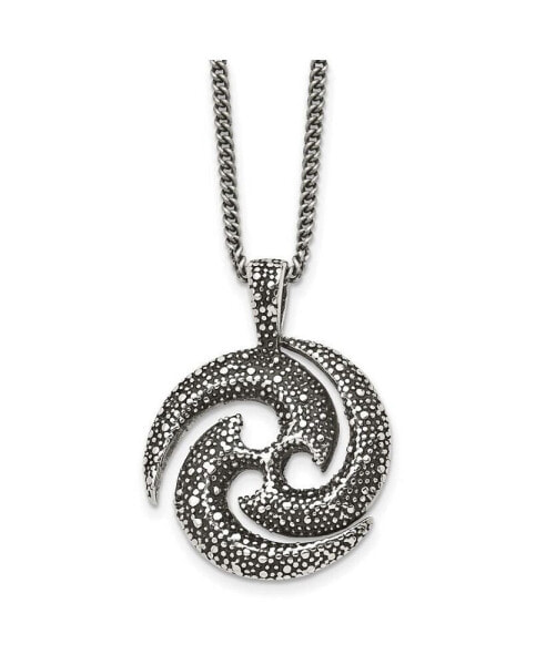 Chisel antiqued Spiral Pendant on a Curb Chain Necklace