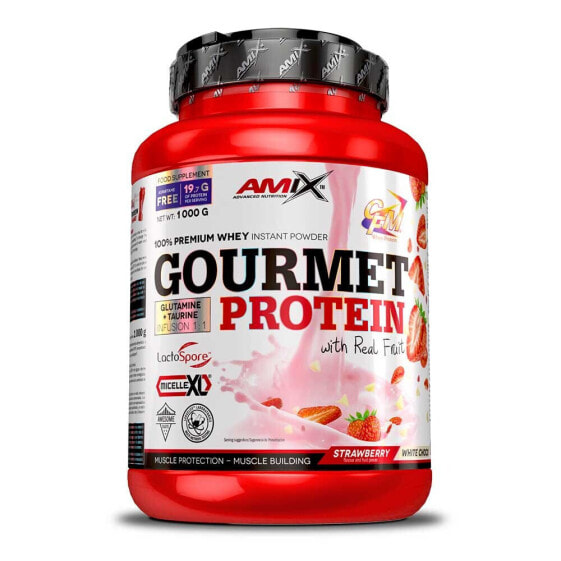 Протеин высокого качества AMIX Gourmet 1кг Белый шоколад и клубника