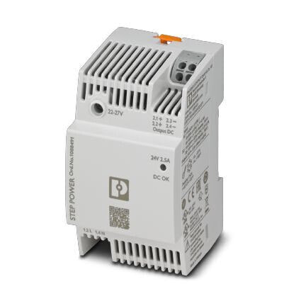 Phoenix Contact STEP3-PS/1AC/24DC/2.5/PT, 60 W, 100 - 250 V, 50 - 60 Hz, 16 A, 90%, Over voltage, Short circuit