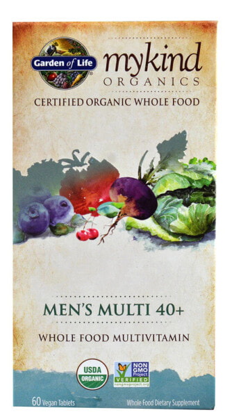 Garden of Life Men's Multi 40+ Цельнопищевые мультивитамины для мужчин от 40 лет 60 веганских таблеток