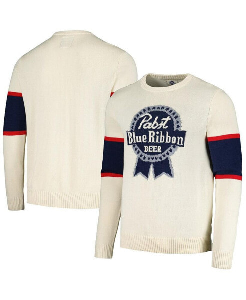 Men's Cream Pabst Blue Ribbon McCallister Pullover Sweater