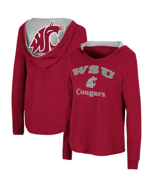 Women's Crimson Washington State Cougars Catalina Hoodie Long Sleeve T-Shirt