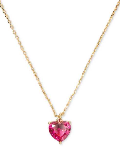 Gold-Tone Birthstone Heart Pendant Necklace, 16" + 3" extender