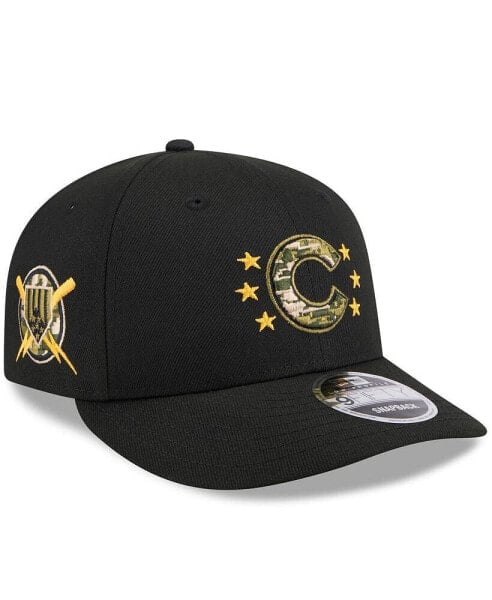 Бейсболка с застежкой-пуговицей New Era Black Chicago Cubs 2024 Armed Forces Day Low Profile 9FIFTY для мужчин