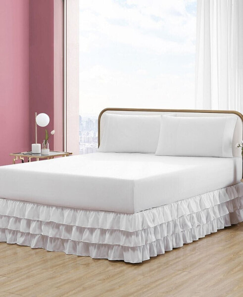 Solid Microfiber Ruffled Bedskirt, Queen