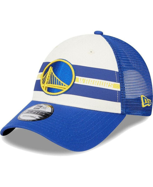 Бейсболка-тракер New Era Golden State Warriors синяя с полосками 9FORTY Snapback