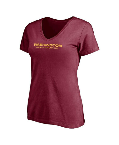 Women's Chase Young Burgundy Washington Football Team Player Icon Name and Number V-Neck T-shirt