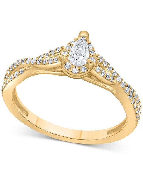 Diamond Pear Twist Engagement Ring (1/2 ct. t.w.) in 14k White, Yellow or Rose Gold