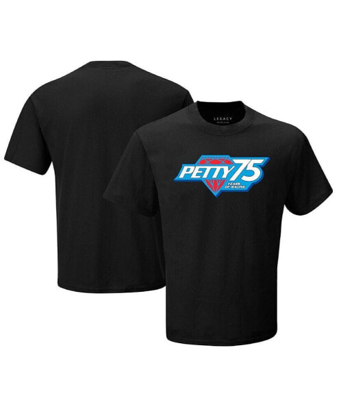 Men's Black Richard Petty 75th Anniversary Logo T-shirt