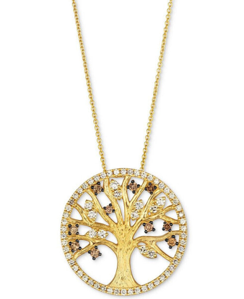 Chocolate Diamond & Nude Diamond Tree Adjustable 20" Pendant Necklace (3/4 ct. t.w.) in 14k Gold