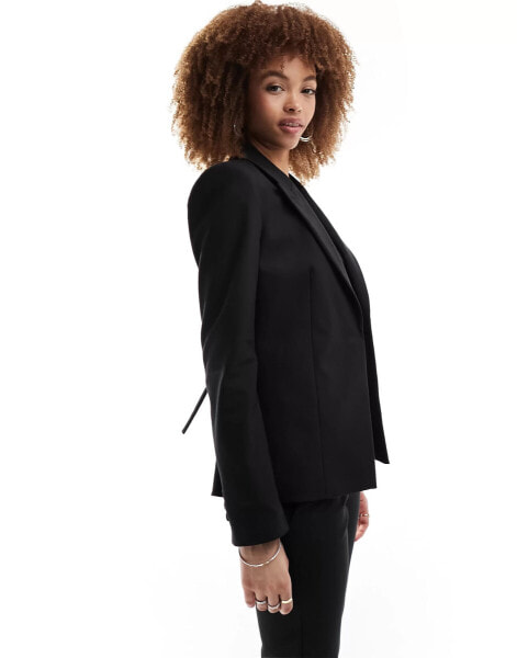 Mango utility co-ord buckle detail blazer in black