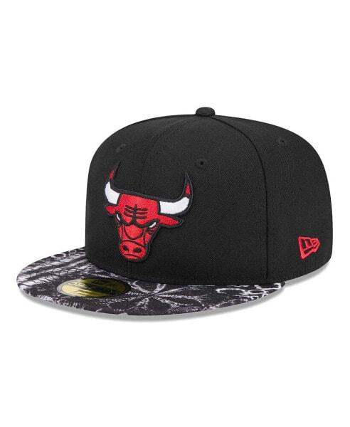 Men's Black Chicago Bulls Coral Reef Visor 59FIFTY Fitted Hat