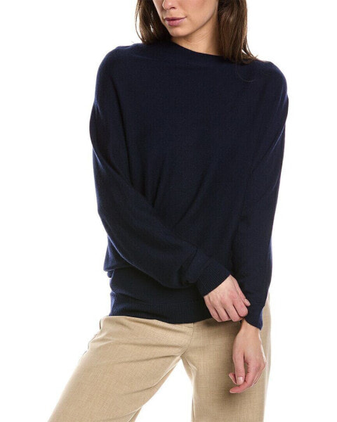 Lafayette 148 New York Draped Asymmetric Cashmere Pullover Women's Blue Xxs