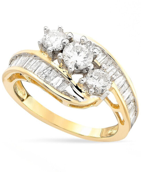 Diamond Bypass Ring in 14k White, Yellow or Rose Gold (1-1/2 ct. t.w.)