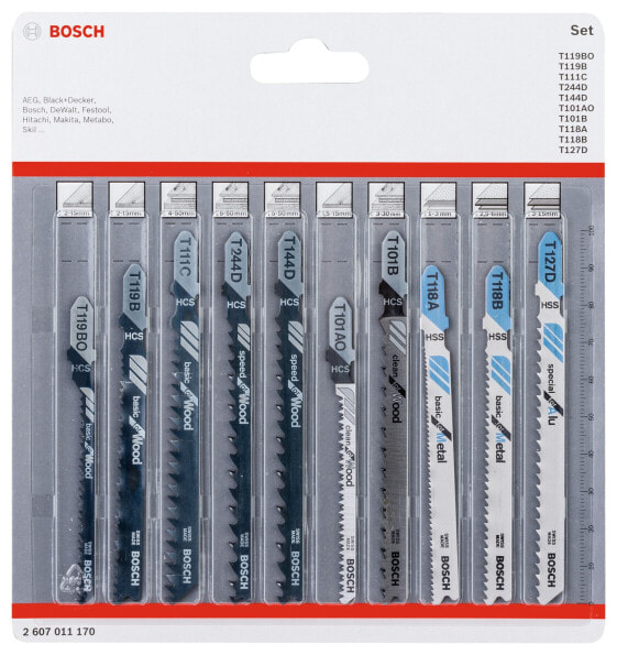 Bosch Stichsägeblatt-Set Wood and Metal, 10-teilig