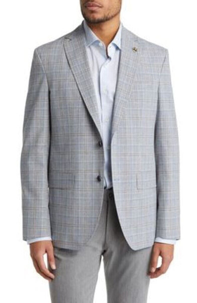 Ted Baker Slim Wook Blend Plaid Blazer Jacket Light Grey Ted Size 3 US 38R