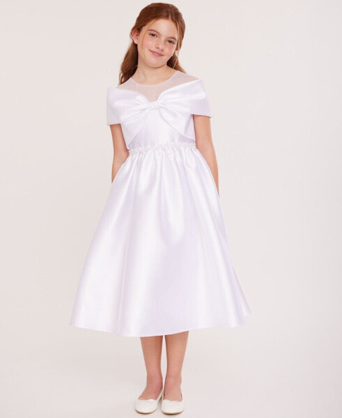 Big Girls Bow Front High Low Communion Dress
