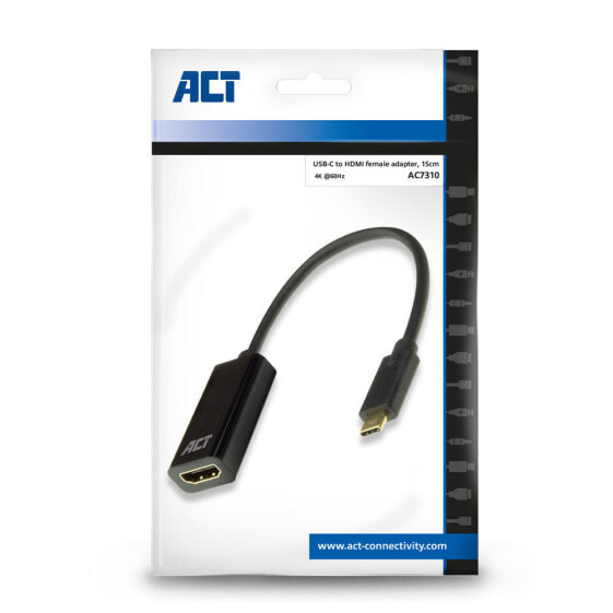 ACT AC7310 - 0.15 m - USB Type-C - HDMI Type A (Standard) - Male - Female - Straight