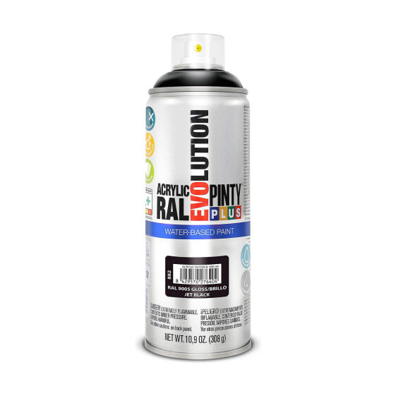 Аэрозольная краска Pintyplus Evolution RAL 9005 Водная основа Jet Black 400 ml