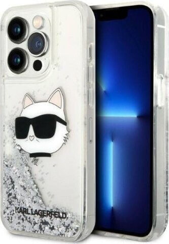 Karl Lagerfeld Etui Karl Lagerfeld KLHCP14LLNCHCS Apple iPhone 14 Pro srebrny/silver hardcase Glitter Choupette Head