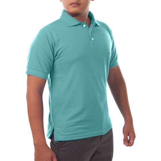 Page & Tuttle Solid Jersey Short Sleeve Polo Shirt Mens Blue Casual P39909-WAV