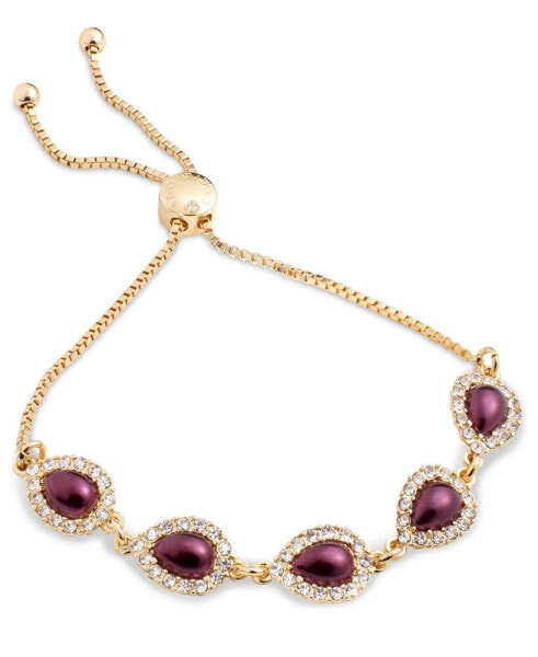 Gold-Tone Pavé & Color Imitation Pearl Slider Bracelet, Created for Macy's