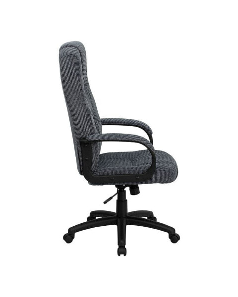 High Back Gray Fabric Executive Swivel Chair With Arms