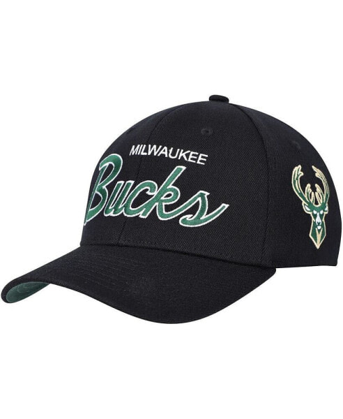 Men's Black Milwaukee Bucks MVP Team Script 2.0 Stretch Snapback Hat