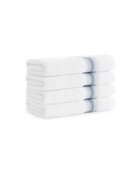 White Turkish Luxury Striped Hand Towels for Bathroom 600 GSM, 18x32 in., 4-Pack , Super Soft Absorbent Hand Towels