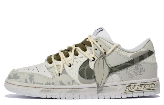 【定制球鞋】 Nike Dunk Low Retro 铃兰花 涂鸦 简约 低帮 板鞋 男款 灰绿色 / Кроссовки Nike Dunk Low DJ6188-101