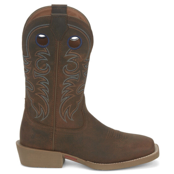 Justin Boots Stampede 12 Inch Embroidered Square Toe Cowboy Mens Brown Casual B