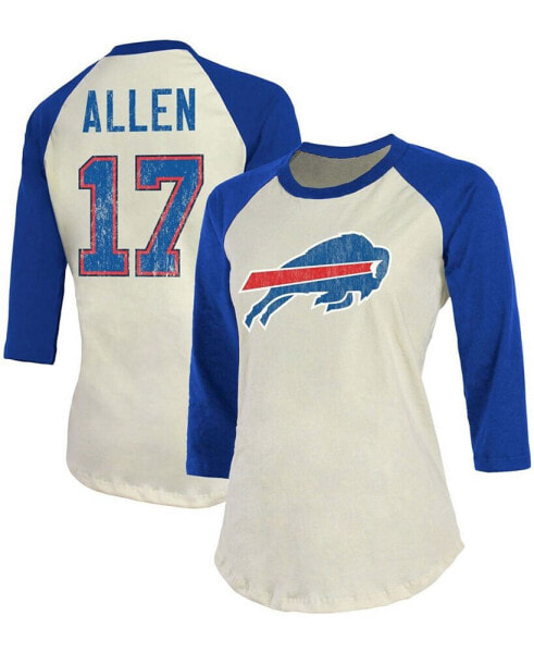 Women's Josh Allen Cream, Royal Buffalo Bills Player Raglan Name Number 3/4 Sleeve T-shirt