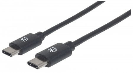 Manhattan USB-C to USB-C Cable - 50cm - Male to Male - 480 Mbps (USB 2.0) - Hi-Speed USB - Black - Lifetime Warranty - Polybag - 0.5 m - USB C - USB C - USB 2.0 - 480 Mbit/s - Black