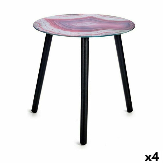 Журнальный стол Gift Decor Мрамор Чёрный Розовый Стеклянный 40 x 41,5 x 40 см 4 штуки