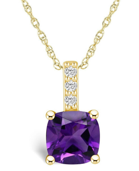 Amethyst (2 Ct. T.W.) and Diamond Accent Pendant Necklace in 14K Yellow Gold